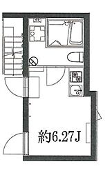 東急世田谷線 西太子堂駅 徒歩6分の賃貸マンション 4階ワンルームの間取り