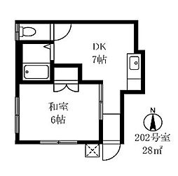 JR京浜東北・根岸線 蒲田駅 徒歩13分の賃貸アパート 2階1DKの間取り