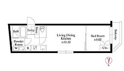 グランパセオ代々木上原II 304 2階1LDKの間取り