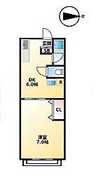 東急池上線 蓮沼駅 徒歩5分の賃貸マンション 3階1DKの間取り