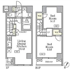 アジールコート三宿テラス 2LDKの間取図画像
