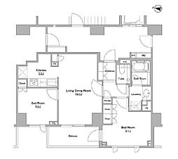 パークハウス三軒茶屋クロスコート 2LDKの間取図画像