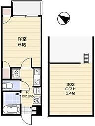 サンシエ祐天寺 1Kの間取図画像