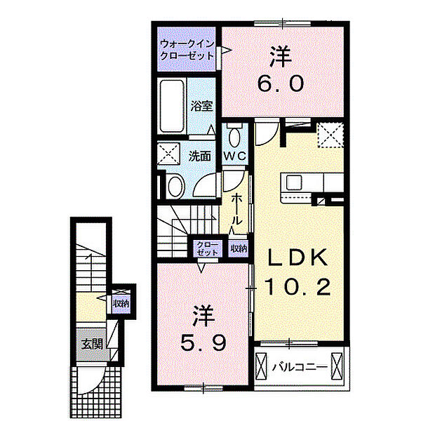 プルミエルＢ 203｜兵庫県姫路市網干区津市場(賃貸アパート2LDK・2階・56.58㎡)の写真 その2