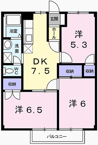 パレスイナバ 203｜兵庫県姫路市広畑区蒲田1丁目(賃貸アパート3DK・2階・52.17㎡)の写真 その2