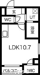 名古屋市営名城線 茶屋ヶ坂駅 徒歩3分の賃貸マンション 3階ワンルームの間取り