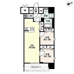 名古屋市営東山線 新栄町駅 徒歩10分の賃貸マンション 11階2LDKの間取り