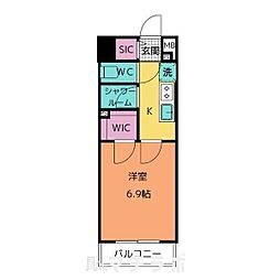 名古屋市営名城線 上前津駅 徒歩5分の賃貸マンション 5階1Kの間取り