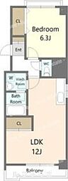 サンモール浅間 2階1LDKの間取り