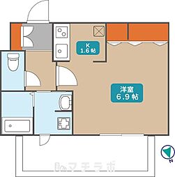 プレサンス金山グリーンパークス 8階1Kの間取り