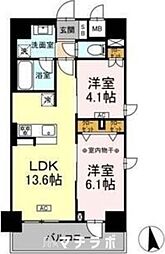 CEDAR　NORITAKE 6階2LDKの間取り