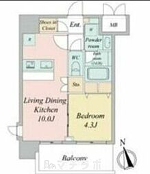 スプランディッド大須門前町 2階1LDKの間取り