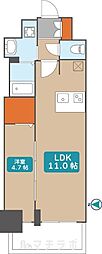 プレサンスTHE高岳 11階1LDKの間取り