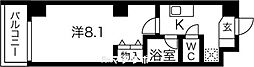 ベル黒川 9階1Kの間取り