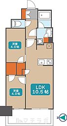 プレサンス名駅南ブリエ 9階2LDKの間取り