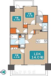 プレサンス名駅南ブリエ 8階3LDKの間取り