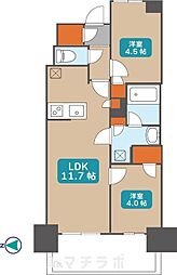 プレサンス名駅南ブリエ 12階2LDKの間取り