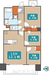 プレサンス名駅南ブリエ 14階3LDKの間取り
