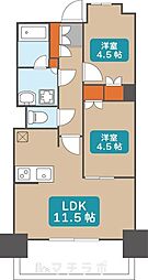 プレサンス名駅南ブリエ 7階2LDKの間取り
