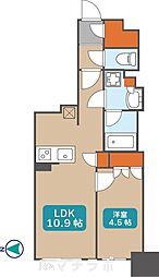 プレサンス名駅南ブリエ 11階1LDKの間取り
