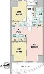 さくらHills富士見 4階2LDKの間取り