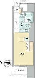 ドゥーエ大須 4階ワンルームの間取り