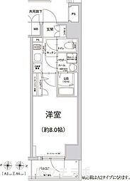 エスリード栄クロスシティ 1Kの間取図画像
