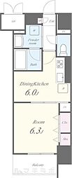 エスカルコート 1DKの間取図画像