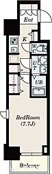 S-RESIDENCEAOI2 1Kの間取図画像