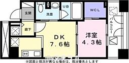 KDX千早レジデンス 1DKの間取図画像