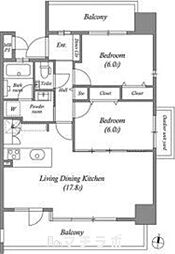 CHAYAGASAKARISE 2LDKの間取図画像