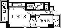 リーヴァストゥーディオ丸の内 1LDKの間取図画像