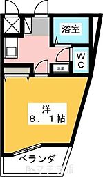 サンクチュアリー高岳 1Kの間取図画像