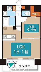 リバーコート砂田橋 1LDKの間取図画像