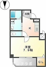 グランソレイユ 1Kの間取図画像