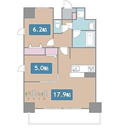 トレヴィ高岳 2LDKの間取図画像