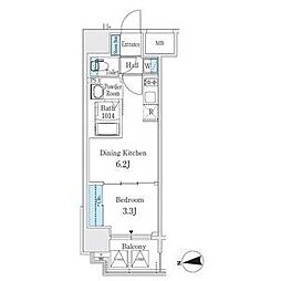 PONANT鶴舞公園 1DKの間取図画像