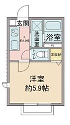 西武新宿線 小平駅 徒歩6分の賃貸アパート 1階1Kの間取り