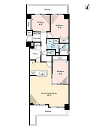 パークノヴァ芦屋 3LDKの間取図画像
