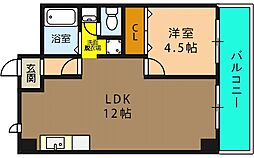 ヴィラ高殿 1LDKの間取図画像