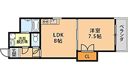 ニューメゾン高倉 1LDKの間取図画像