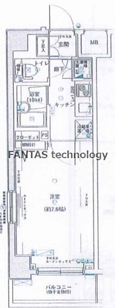 プレスタイル千寿 401｜東京都足立区柳原2丁目(賃貸マンション1K・4階・22.80㎡)の写真 その2