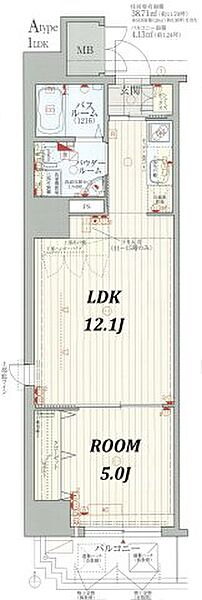 エステムコート難波EASTレオルガ 1201｜大阪府大阪市中央区高津1丁目(賃貸マンション1LDK・12階・38.71㎡)の写真 その2