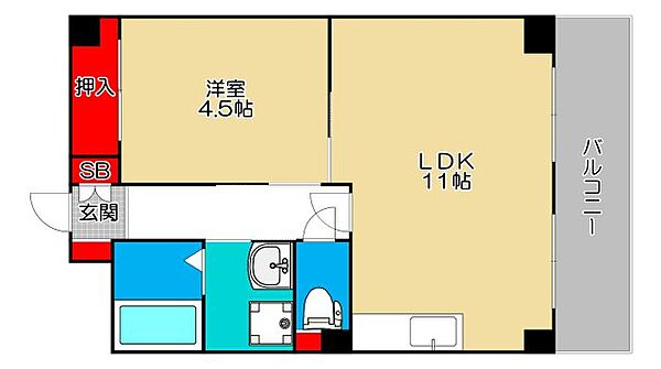 大阪府大阪市港区築港3丁目(賃貸マンション1LDK・4階・39.96㎡)の写真 その2