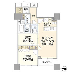 ザ湾岸タワーレックスガーデン 2LDKの間取図画像