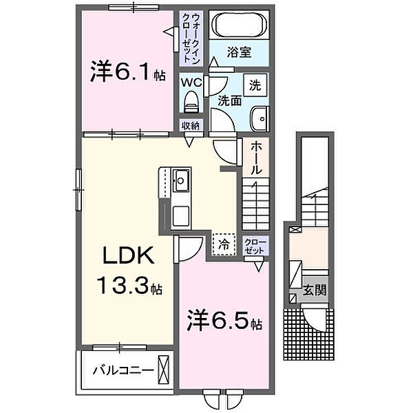 ヒカルサ鳥取浜村　I 201｜鳥取県鳥取市気高町新町1丁目(賃貸アパート2LDK・2階・59.58㎡)の写真 その2