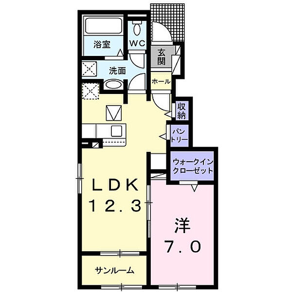 トライブＦ　I 103｜鳥取県倉吉市米田町(賃貸アパート1LDK・1階・50.42㎡)の写真 その2