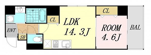 藤の邸　京町堀 ｜大阪府大阪市西区京町堀2丁目(賃貸マンション1LDK・4階・38.93㎡)の写真 その2