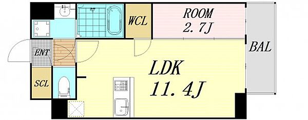 アプリーレ中之島 ｜大阪府大阪市北区中之島4丁目(賃貸マンション1LDK・10階・34.36㎡)の写真 その2