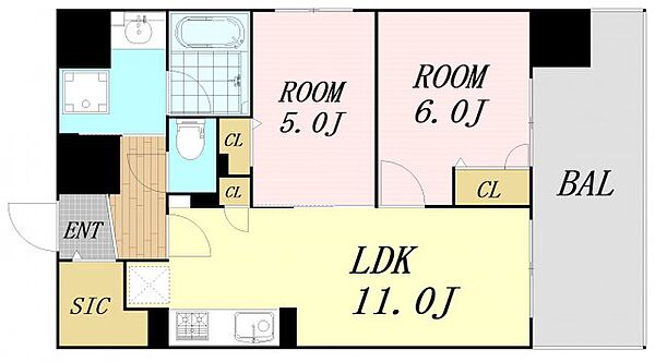 IBC Residence West ｜大阪府大阪市中央区北久宝寺町4丁目(賃貸マンション2LDK・11階・54.16㎡)の写真 その2